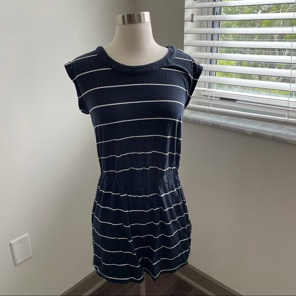 𝅺banana Republic Navy Stripped Dress - Picture 1 of 5